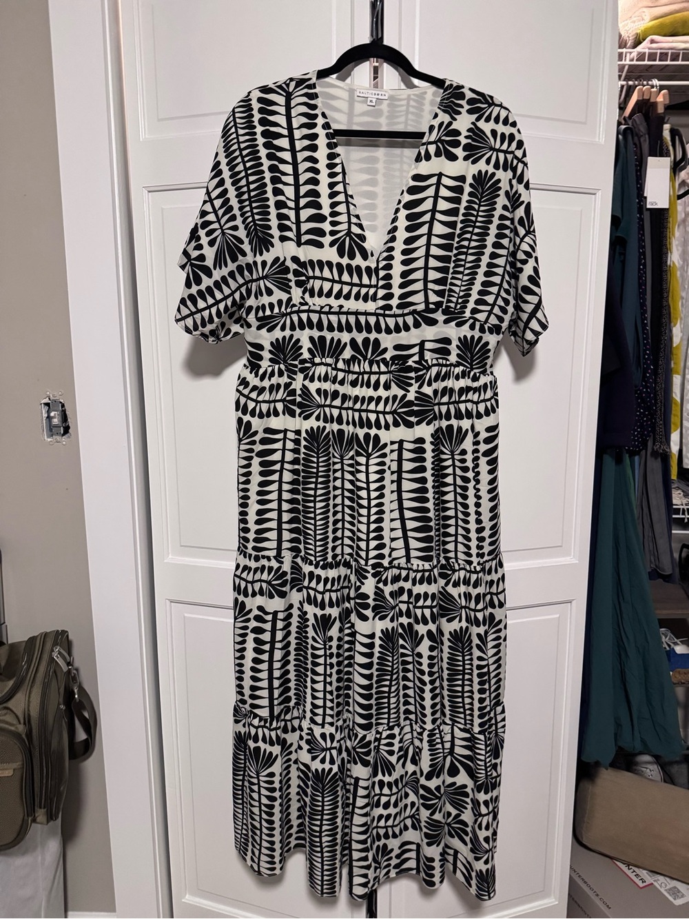 Baltic Born Black & White Botanical Maxi Dress